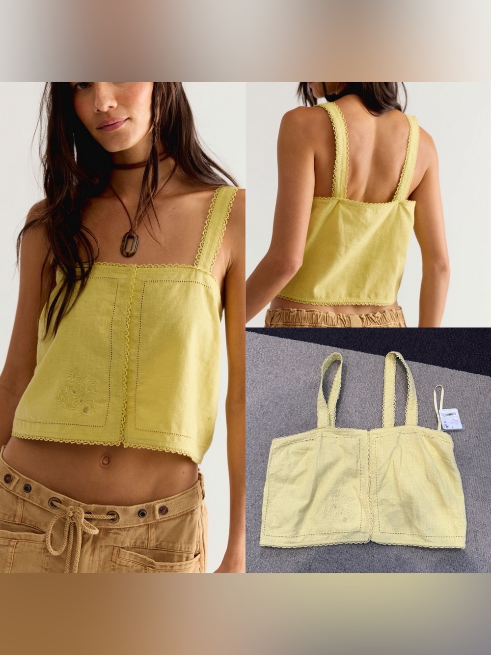 Free People Nora Embroidered Tank Top